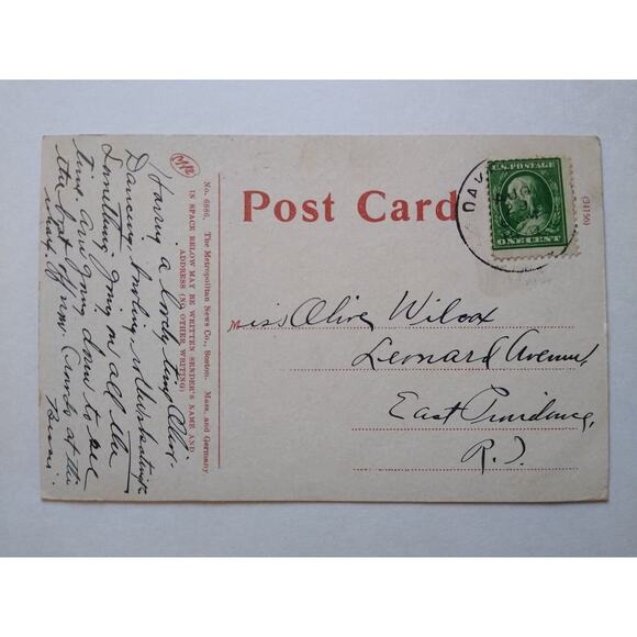 Ship Boat Postcard Steamboat Landing Cottage City Mass Oak Bluffs Flags People - Picture 2 of 3